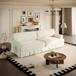 Luxuriously Comfortable Cloud Couch Sofa With Elegant Rolled Arms & Pleated Skirt Design