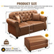 Upholstered Sofa With Nailhead Trim, Rolled Armrests With Ottoman