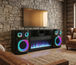 Party On Black Fireplace TV Stand