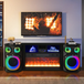 Party On Black Fireplace TV Stand A-F16 by New Era Innovations