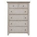 Farmhouse Reimagined - 5 Drawer Chest - Antique White / Chestnut Tops
