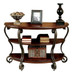 Sofa Table With Open Bottom Shelf And Ornate Scroll Detail Legs - Brown Multi