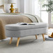 Ottoman Oval Storage Bench With Rubber Wood Legs Linen - Gray