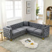L-Shaped Corner Sofa, 5 Seater Sectional With Tufted Design