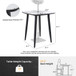 Outdoor Bar Table, Rounded Square Sintered Stone Top With Umbrella Hole, Rust Free Frame, Weatherproof - Ember Black / White