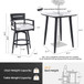 Modern Outdoor Patio Bar Set, Rounded Square Table & Bar Chairs, Non Rust Frame, Tapered Legs, Sunbrella Cushion