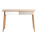 Computer Desk Large Size Office Desk With 2 Drawers, Modern Simple Style PC Table With Gap Design For Home Office - White / Gray