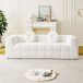 Boneless 3 Seater Sofa With Circular Throw Pillows - Beige
