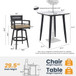 5 Pieces Outdoor Patio Bar Set, Rounded Square Sintered Stone Table & 4 Swivel Bar Chairs