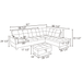 Dark Brown Flannel 3-Piece Living Room Sectional