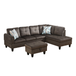 Dark Brown Flannel 3-Piece Living Room Sectional
