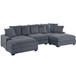 5 Piece Modular Sectional Set Couch With LAF & RAF Chairs, Living Room Furniture - Dark Gray