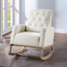 Rocker Chair With Tufted Back - Beige / Ivory