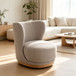 Curved Back Swivel Lounge Chair With Rotating Base For Home - Gray