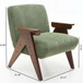 V-Shaped Armrest Accent Chair - Brown / Green