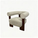 C - Shaped Chunky Arm Accent Chair - Beige / Brown