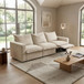 Plush Pillow Top Reclining Sofa, 3 Seat - Cream Beige