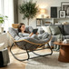 Oversized Papasan Rocking Chair Outdoor With Thick Cushion