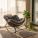 Oversized Papasan Rocking Chair Outdoor With Thick Cushion