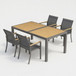 5 Piece Gray Aluminum Patio Dining Set With Textilene Chairs For Outdoor Use