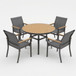 Gray Aluminum Patio Dining Set With Textilene Chairs, 5 Piece All Weather Round Table And 4 Seater For Garden, Deck, Or Porch
