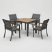 Gray Aluminum Patio Dining Set With Textilene Chairs, 5 Piece All Weather Outdoor Table And Chair Set For Patio, Porch, Garden