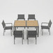 7 Piece Gray Patio Dining Set With Hdps Table And Textilene Chairs For Outdoor Use, Metal Furniture