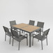 7 Piece Gray Patio Dining Set With Hdps Table And Textilene Chairs For Outdoor Use, Metal Furniture