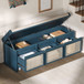 Entryway Shoe Bench With Drawers & Button Tufted Cushion