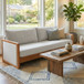 Modern 3 Seater Sofa With Wood Armrests
