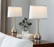 Cairo - Contemporary Table Lamp (Set of 2) - Nickel / White / Silver Trim