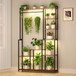 Large Plant Stand Indoor With Grow Light, Tall Plant Shelf, 8 Tiered Heavy Duty Metal Plant Stand, Square Flower Stand Display Rack For Living Room - Walnut / Black
