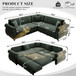 L-Shaped Sofa Couch With Pull-Out Bed