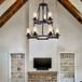 Wagon Wheel Chandelier, Ceiling Light With Adjustable Height - Black / Brown