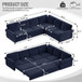 L-Shaped Sofa Couch With Pull Out Bed With Nailhead Trim & Rolled Arm