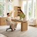 Baggio Oak Modern Fluted Electric Adjustable Standing Desk