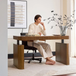 Baggio Mocha Modern Fluted Electric Adjustable Standing Desk