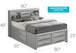 Modern Design Storage Bed With Bookcase Headboard