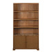 Tall Bookcase Storage Cabinet With 3 Open Shelves & Fluted Double Doors