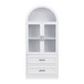 Arched Top Storage Cabinet With Fixed 2 Tier Shelves, 2 Large Drawers