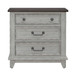 River Place - 3 Drawer Nightstand With Charging Station - Riverstone White & Tobacco