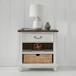 River Place - Bedside Chest With Charging Station - Riverstone White & Tobacco