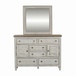 Heartland - Dresser & Mirror - Antique White / Tobacco Tops