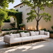 Laguna - 4 Piece Resilient Water Resistant Fabric 142" Upholstered Outdoor Patio Modular Sofa
