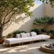 Laguna - 4 Piece 142" Outdoor Patio Armless Modular Sofa With 2 Backless Seats