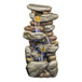 Stacked Rock Waterfall Fountain With LED Lights For Garden - Gray