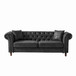 Chesterfield Sofa, High Tech Fabric Roll Armrest, 3 Seater Couch - Black