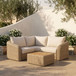 Seacrest - Olefin Water Resistant Fabric And Wicker 3 Piece Outdoor Patio Modular Sectional