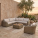 Seacrest - 123.25" Olefin Water Resistant Fabric And Wicker 5 Piece Outdoor Patio Modular Sectional