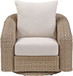 Seacrest - Olefin Water Resistant Fabric And Wicker Outdoor Patio Swivel Chair